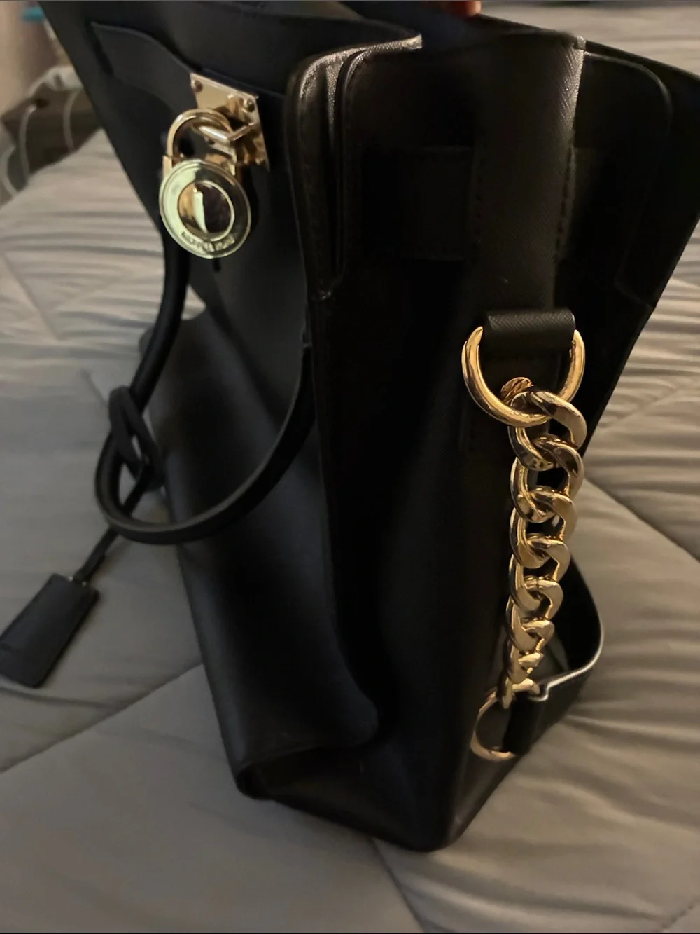 Michael Kors Black Satchel with Gold Hardware
